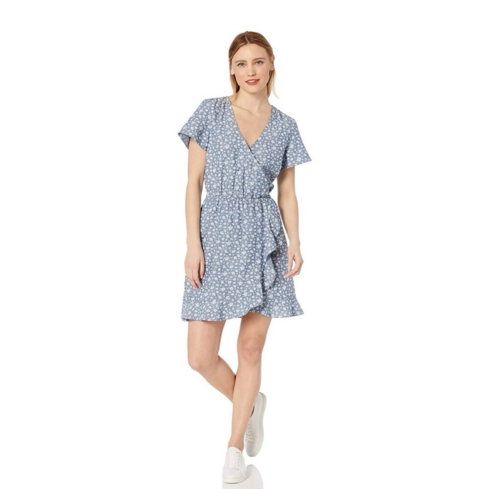 J. Crew Light Blue Floral Chambray Mini Dress